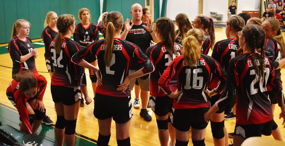 Girls volleyball huddle